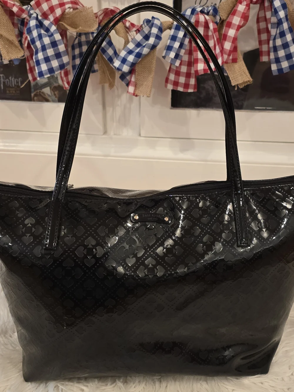 kate spade Black Patent-Embossed Tote